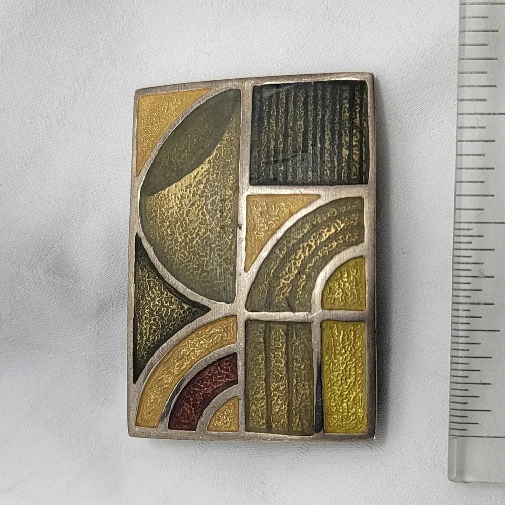 Frank Lloyd Wright MoMA L. McLean Sterling Silver Enamel Pin Pendant Broken pin